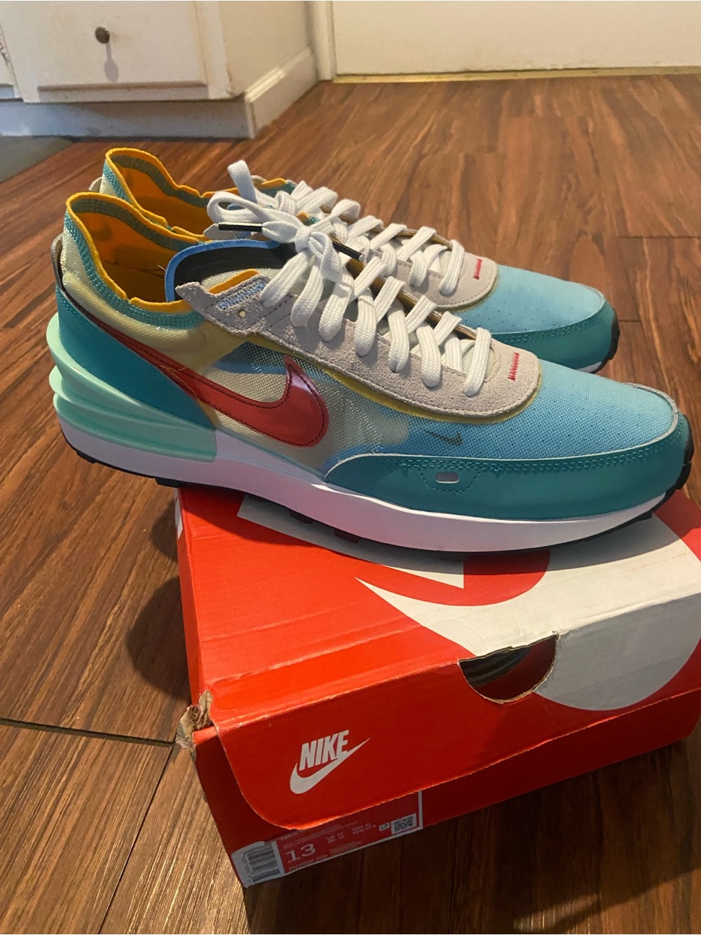 Nike Aqua Teal and Red Low-Top Sneakers. Worn once.
